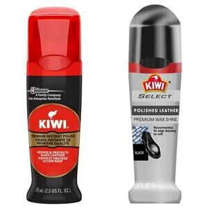 Kiwi Premium Instant Shoe Polish Bundle Black & Select Black 2.5oz Leather Care‎